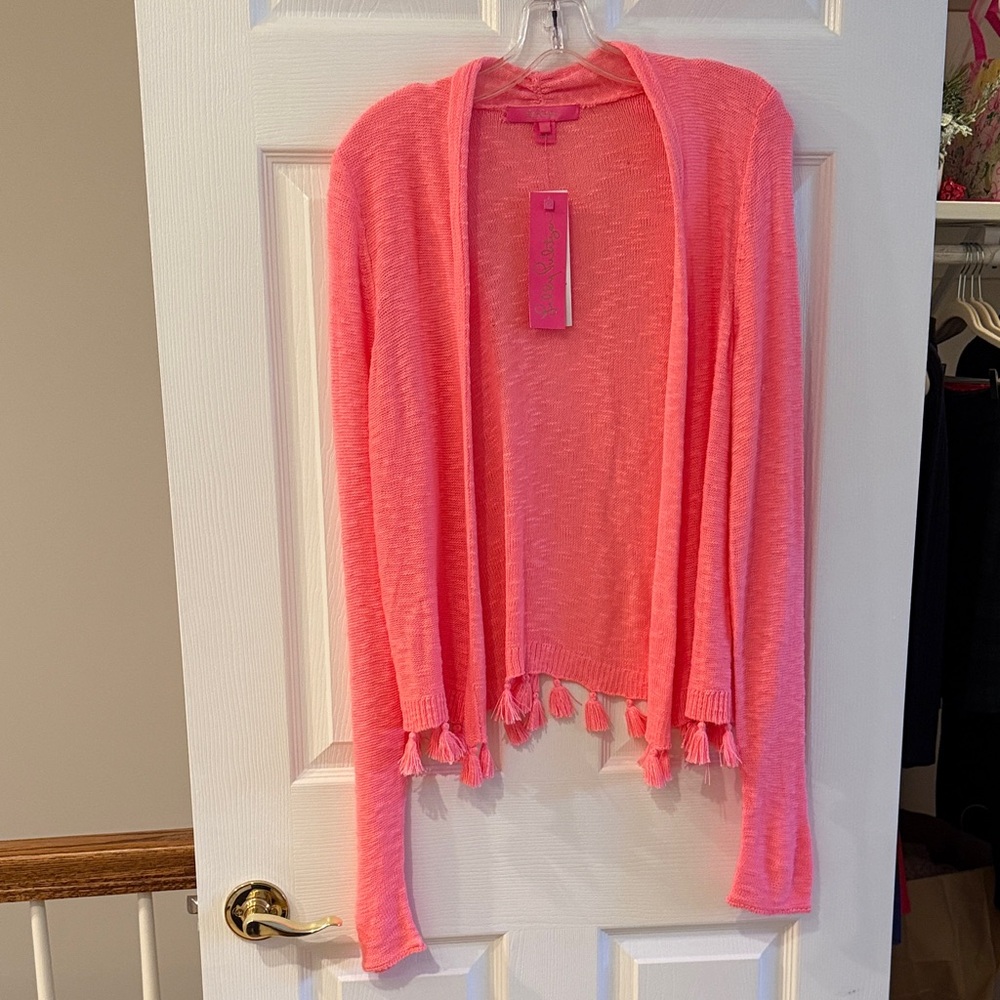 NWT Lilly Pulitzer Coral Tassel Cardigan